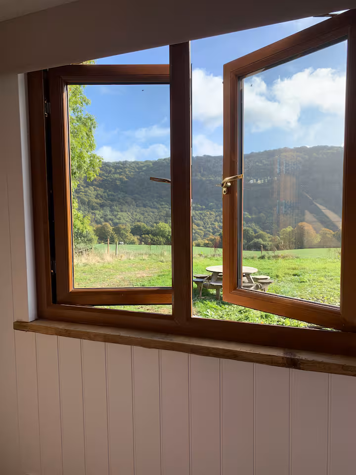 The view from inside Burrow Shepherd's Hut